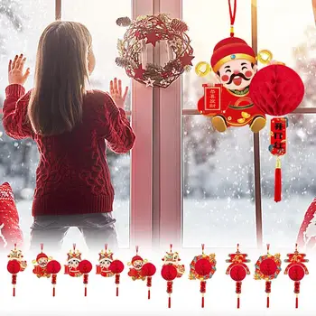 Красный фонарь 2024, украшение к китайскому Новому году, Традиционный Весенний фестиваль, Подвесной фонарь Фу, Подвеска для домашнего декора двери и крыльца 1