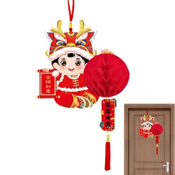 Красный фонарь 2024, украшение к китайскому Новому году, Традиционный Весенний фестиваль, Подвесной фонарь Фу, Подвеска для домашнего декора двери и крыльца 5