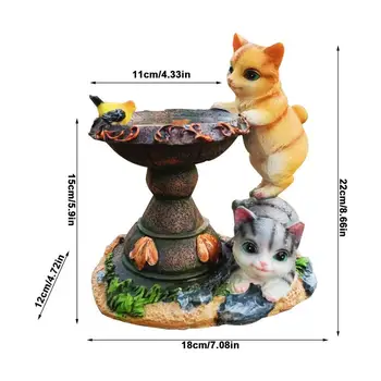 Креативный Садовый декор для кошек Уличные статуи Скульптура животного из смолы с двумя Кошками Солнечные панели Уличный Орнамент Садовые принадлежности 5