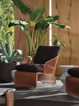 Кресло-лоза, дизайнерский диван из нержавеющей стали, журнальный столик на одну персону, балкон, образец мягкой мебели для гостиной, уличная мебель 0