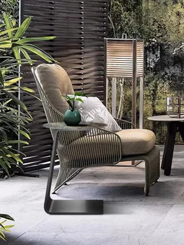 Кресло-лоза, дизайнерский диван из нержавеющей стали, журнальный столик на одну персону, балкон, образец мягкой мебели для гостиной, уличная мебель 2