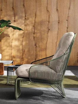 Кресло-лоза, дизайнерский диван из нержавеющей стали, журнальный столик на одну персону, балкон, образец мягкой мебели для гостиной, уличная мебель 3