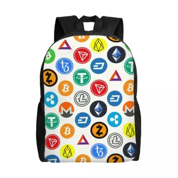 Криптовалютные Монеты Altcoin Blockchain Logo Рюкзаки для Женщин Мужчин Водонепроницаемые Школьные Сумки Для Колледжа Bitcoin Ethereum Bag Printing Bookbags