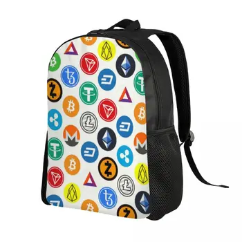 Криптовалютные Монеты Altcoin Blockchain Logo Рюкзаки для Женщин Мужчин Водонепроницаемые Школьные Сумки Для Колледжа Bitcoin Ethereum Bag Printing Bookbags 1