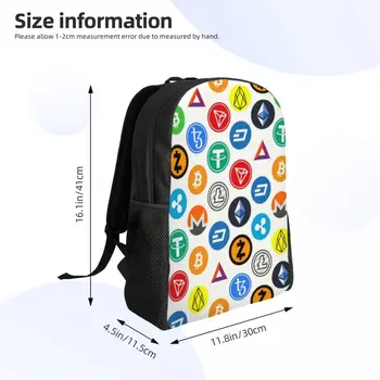 Криптовалютные Монеты Altcoin Blockchain Logo Рюкзаки для Женщин Мужчин Водонепроницаемые Школьные Сумки Для Колледжа Bitcoin Ethereum Bag Printing Bookbags 3