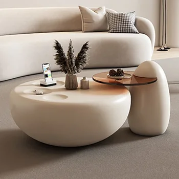 Круглые белые журнальные столики в стиле минимализм Для спальни, роскошный дизайн, журнальные столики с приставными столиками, настольные подставки для салона мебели для дома 1