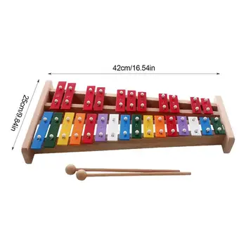 Ксилофон ручной работы Glockenspiel С молотками 27 Тонов Металлический лист Деревянный Музыкальный инструмент Дошкольная развивающая игрушка 5