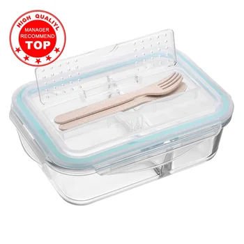 Ланч-бокс в корейском стиле, стеклянная коробка для Бенто для микроволновой печи, коробка для хранения продуктов, школьные контейнеры для еды с отделениями для детей 1