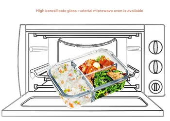 Ланч-бокс в корейском стиле, стеклянная коробка для Бенто для микроволновой печи, коробка для хранения продуктов, школьные контейнеры для еды с отделениями для детей 3
