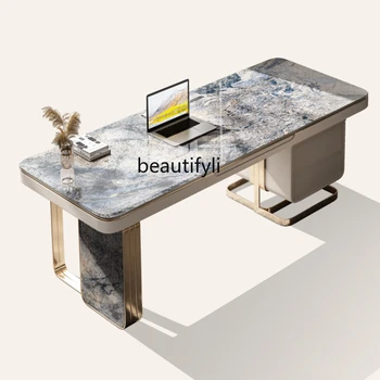 Легкий роскошный письменный стол с каменной плитой, роскошный каменный письменный стол, простой современный компьютерный стол в стиле минимализма высокого класса