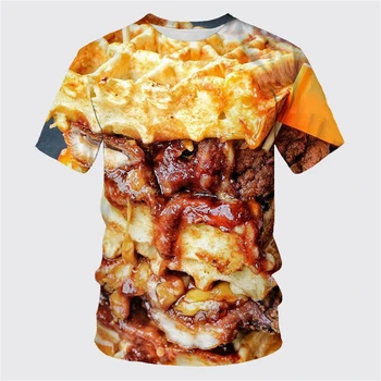 Летняя мужская одежда 2024, футболка с рисунком гамбургера, круглый вырез с 3D-принтом, спортивный повседневный топ в стиле хип-хоп с короткими рукавами в уличном стиле 2