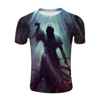 Летняя мужская футболка с круглым вырезом и 3D принтом Death God, популярная на улицах и в городах 4