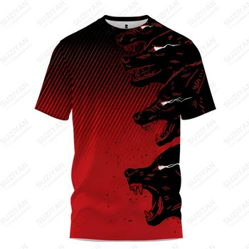 Летняя новая мужская футболка со свирепым животным, мужская футболка с 3D принтом, повседневная мужская футболка, модный тренд, мужская футболка 2