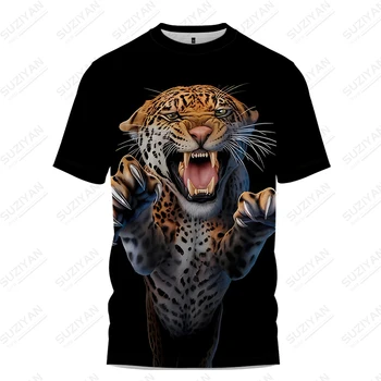 Летняя новая мужская футболка со свирепым животным, мужская футболка с 3D принтом, повседневная мужская футболка, модный тренд, мужская футболка 4