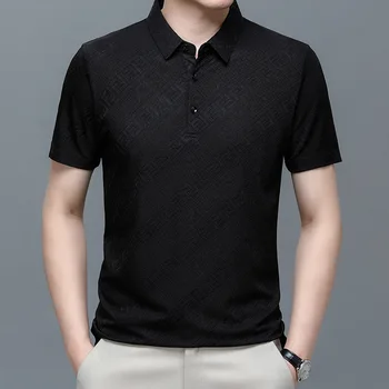 Летняя одежда, футболка с коротким рукавом, деловая повседневная однотонная мужская рубашка поло, летний топ 2