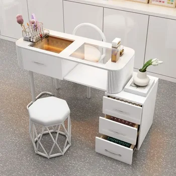 Маникюрный столик в кремовом стиле, белое японское стекло, для одного человека, полный набор, минималистичный маникюрный столик, для хранения 1