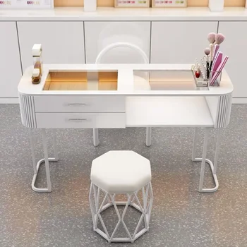 Маникюрный столик в кремовом стиле, белое японское стекло, для одного человека, полный набор, минималистичный маникюрный столик, для хранения 2