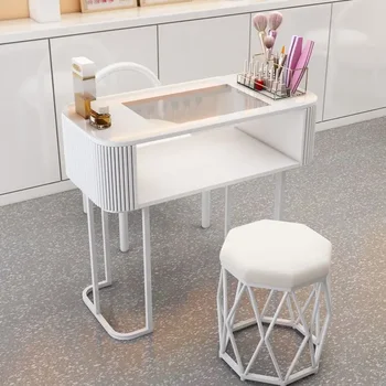Маникюрный столик в кремовом стиле, белое японское стекло, для одного человека, полный набор, минималистичный маникюрный столик, для хранения 3