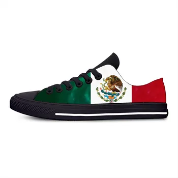 Мексика Мексиканский флаг патриотическая гордость модная забавная Повседневная тканевая обувь С высоким берцем, Легкие дышащие Мужские и женские кроссовки с 3D принтом 4