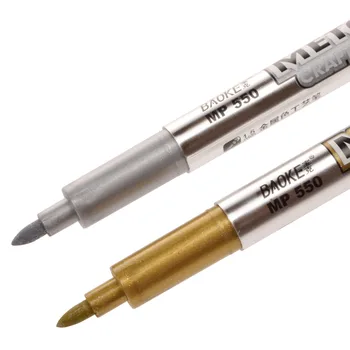 Металлическая маркерная ручка Baoke для рукоделия, 8 цветов, водонепроницаемые перманентные 1,5 мм маркеры для граффити, золотая, серебряная ручка, художественные принадлежности 4