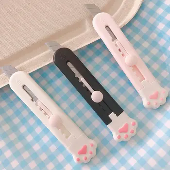 Мини-карманный универсальный нож Cute Cat Paw Art для резки бумаги, нож для экспресс-упаковки, нож для резки бумаги, лезвие для крафтовой упаковки, Канцелярские принадлежности