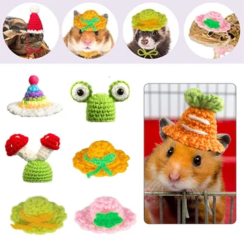 Мини-шапочки для хомячков, милая вязаная шапочка ручной работы, шапочка для бурундука, морской свинки, аксессуары для хомячков, Мультяшные игрушки, зоотовары, Теплая зима