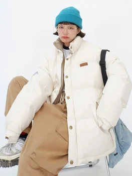 Минималистичные хлопчатобумажные куртки для женщин 2023, новинка зимы, свободная утепленная утепленная одежда в стиле ретро