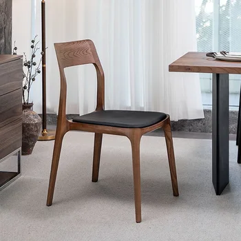 Минималистичный обеденный стул в скандинавском стиле, массив дерева, домашняя кожа, современные обеденные стулья, кресло, Садовая мебель для прихожей Sillas De Comedor 0