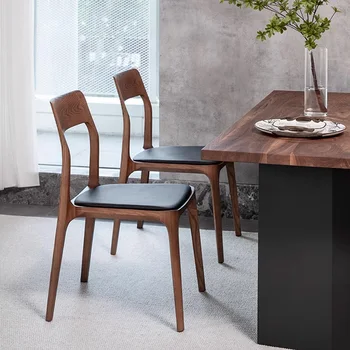 Минималистичный обеденный стул в скандинавском стиле, массив дерева, домашняя кожа, современные обеденные стулья, кресло, Садовая мебель для прихожей Sillas De Comedor 1
