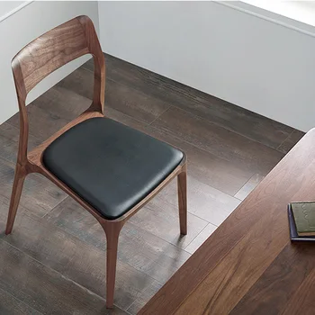Минималистичный обеденный стул в скандинавском стиле, массив дерева, домашняя кожа, современные обеденные стулья, кресло, Садовая мебель для прихожей Sillas De Comedor 3