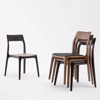 Минималистичный обеденный стул в скандинавском стиле, массив дерева, домашняя кожа, современные обеденные стулья, кресло, Садовая мебель для прихожей Sillas De Comedor 4