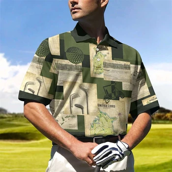 Модная мужская рубашка для гольфа Повседневная модная спортивная футболка с принтом Свободная дышащая, впитывающая влагу роскошная рубашка поло 2
