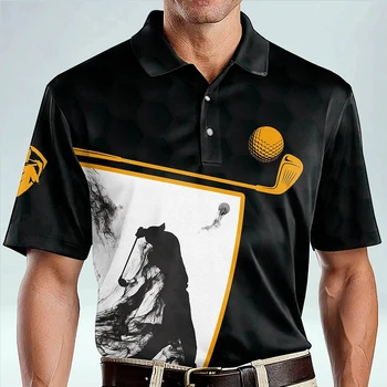 Модная мужская рубашка для гольфа Повседневная модная спортивная футболка с принтом Свободная дышащая, впитывающая влагу роскошная рубашка поло 3