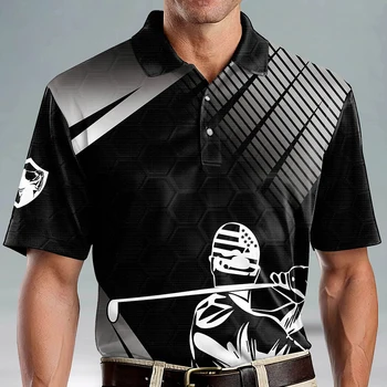 Модная мужская рубашка для гольфа Повседневная модная спортивная футболка с принтом Свободная дышащая, впитывающая влагу роскошная рубашка поло 4