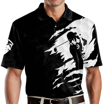 Модная мужская рубашка для гольфа Повседневная модная спортивная футболка с принтом Свободная дышащая, впитывающая влагу роскошная рубашка поло 5