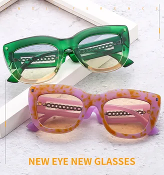 Модные женские солнцезащитные очки с кошачьим глазом, оттенки UV400, Винтажные Металлические ножки-цепочки, роскошные дизайнерские очки, Мужские солнцезащитные очки с градиентными линзами 1
