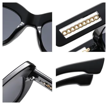 Модные женские солнцезащитные очки с кошачьим глазом, оттенки UV400, Винтажные Металлические ножки-цепочки, роскошные дизайнерские очки, Мужские солнцезащитные очки с градиентными линзами 4
