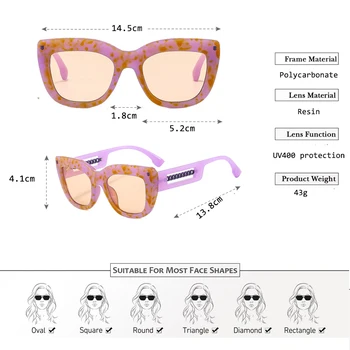 Модные женские солнцезащитные очки с кошачьим глазом, оттенки UV400, Винтажные Металлические ножки-цепочки, роскошные дизайнерские очки, Мужские солнцезащитные очки с градиентными линзами 5