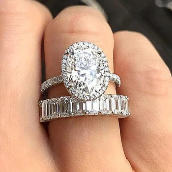 Модные кольца с овальным кубическим цирконием для женщин, Высококачественный серебряный цвет, Современный дизайн, Темперамент Невесты, Свадебные украшения