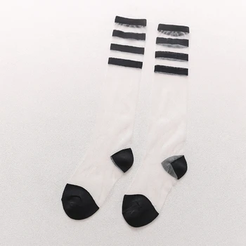 Модные носки Harajuku для творчества Эластичные носки в полоску из тонкой прозрачной сетки S 37JB 1