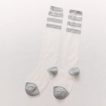 Модные носки Harajuku для творчества Эластичные носки в полоску из тонкой прозрачной сетки S 37JB 4