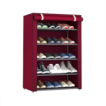 Модный многослойный органайзер для обуви Тканевый пылезащитный шкаф для обуви Съемная полка для обуви экономит место Для организации хранения обуви 4