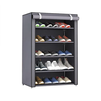 Модный многослойный органайзер для обуви Тканевый пылезащитный шкаф для обуви Съемная полка для обуви экономит место Для организации хранения обуви 5