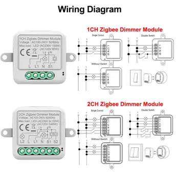 Модуль переключения интеллектуальных диммеров Tuya WiFi Поддерживает 2-полосное управление Светодиодные фонари С регулируемой яркостью Работают с Alexa Home 3