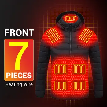 Мужская зимняя теплая куртка с USB-подогревом, одежда hermal, охотничий жилет, зимняя куртка с подогревом для занятий спортом, пеших прогулок, размер Оверсайз 6XL 3