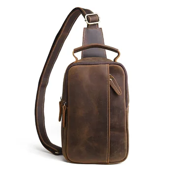 Мужская нагрудная сумка через плечо Сумки-мессенджеры в винтажном стиле из натуральной кожи Crazy Horse Повседневная деловая сумка из воловьей кожи для подарка