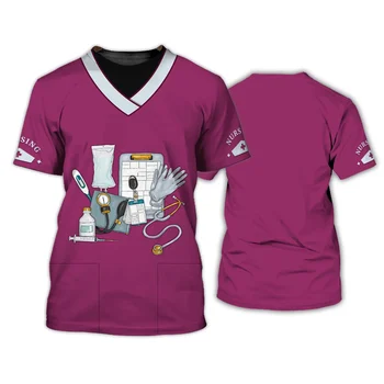 Мужская футболка с 3D-печатью Nurse, Летний топ с круглым вырезом и коротким рукавом, Повседневная футболка оверсайз, Свободная уличная одежда унисекс Harajaku 0