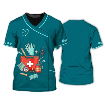 Мужская футболка с 3D-печатью Nurse, Летний топ с круглым вырезом и коротким рукавом, Повседневная футболка оверсайз, Свободная уличная одежда унисекс Harajaku 1