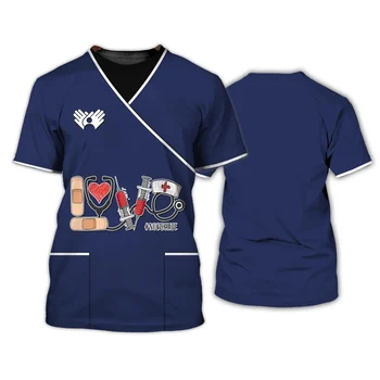 Мужская футболка с 3D-печатью Nurse, Летний топ с круглым вырезом и коротким рукавом, Повседневная футболка оверсайз, Свободная уличная одежда унисекс Harajaku 2