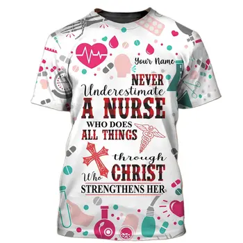Мужская футболка с 3D-печатью Nurse, Летний топ с круглым вырезом и коротким рукавом, Повседневная футболка оверсайз, Свободная уличная одежда унисекс Harajaku 5